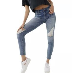 True Religion Halle Destroyed Raw Hem Mid Rise Skinny Jeans - New 31 waist